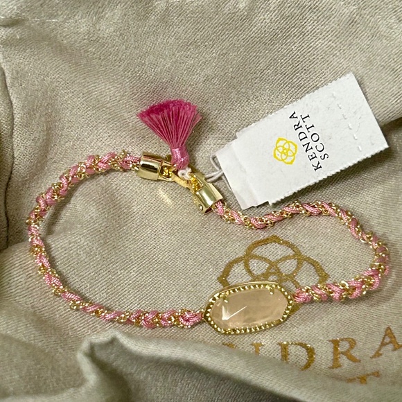 Kendra Scott Rare Elaina Pink Rose Quartz & Gold Bracelet NWT - Picture 4 of 8